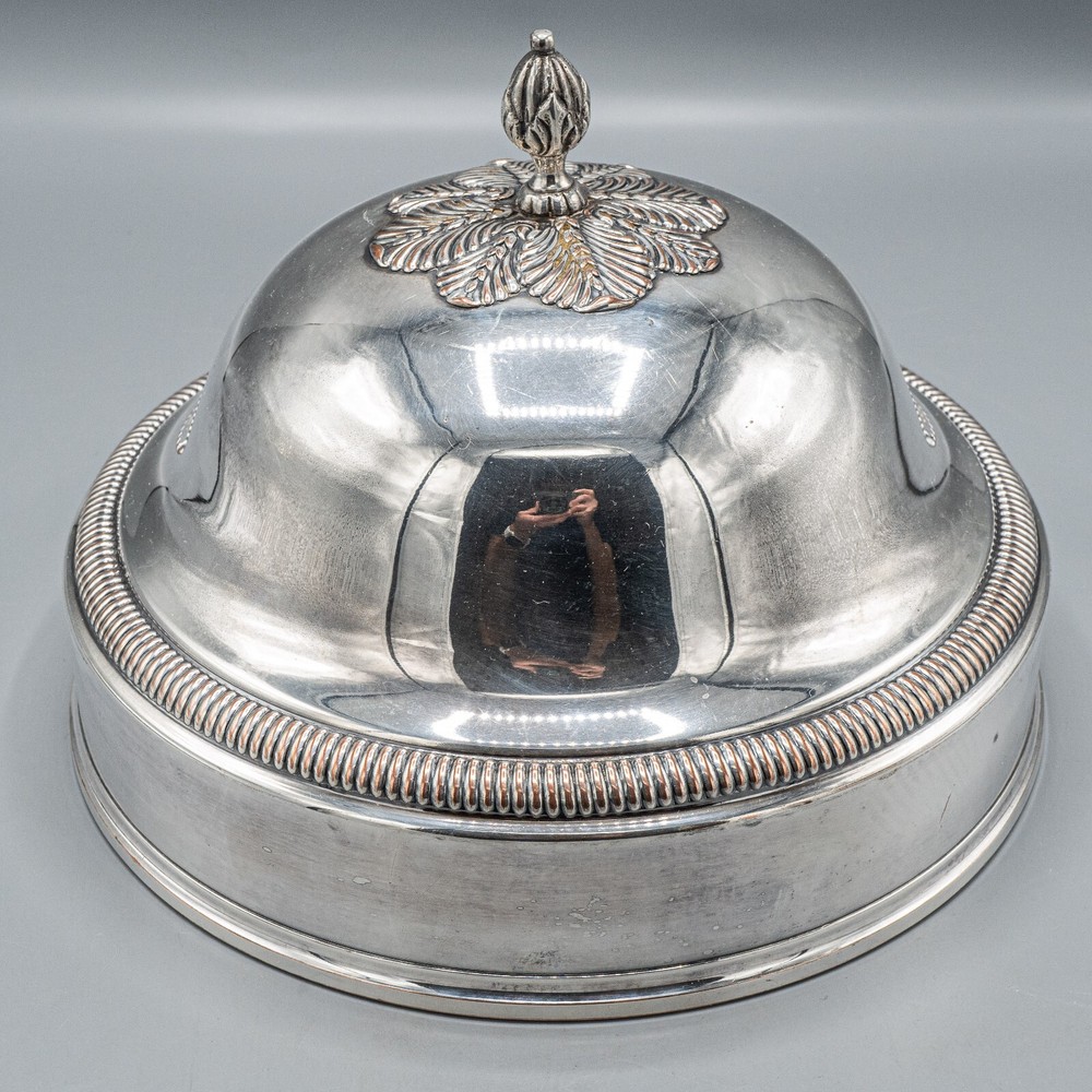 Odiot Paris Antique Silver Plate Dome Cover 19th Century France 9 7/8"