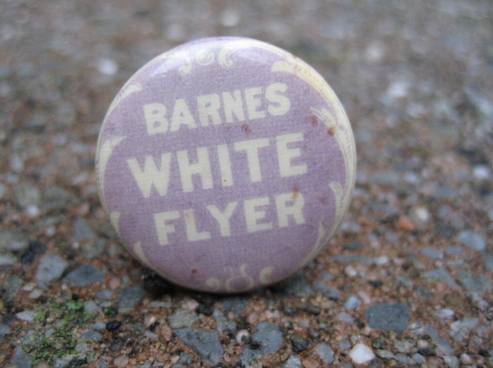 Vintage Barnes White Flyer Bicycle Celluloid Button