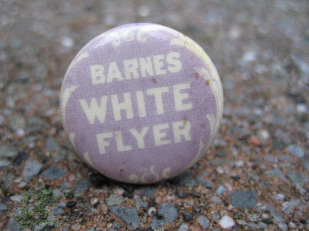 Vintage Barnes White Flyer Bicycle Celluloid Button
