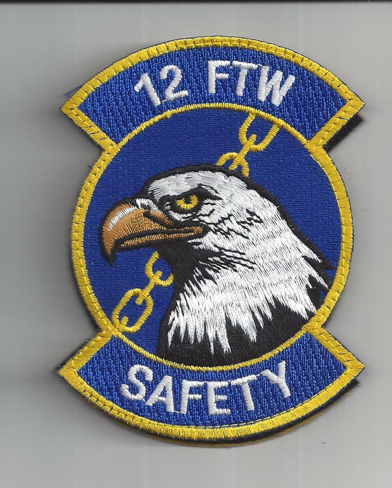 PATCH USAF 12TH FLYING TRAINING WING FTW SAFETY  4"