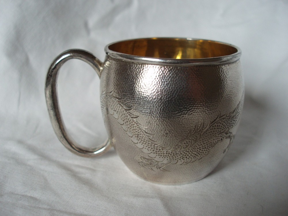 CHINESE EXPORT SILVER MUG STERLING SILVER CIRCA 1920