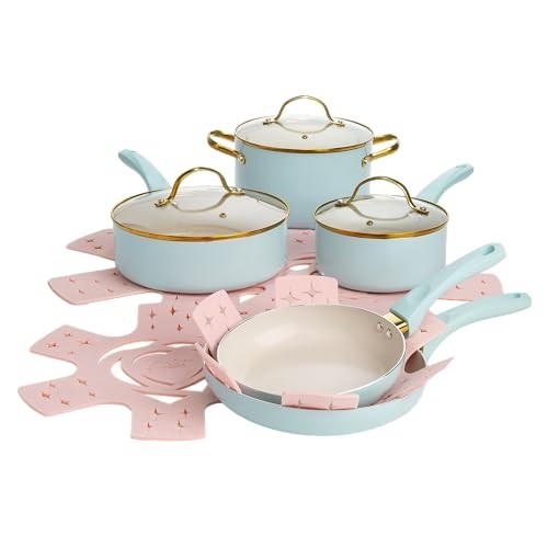 PARIS HILTON EPIC POTS PANS SET MULTI LAYER COATING TEMPERED - Scratch & Dent
