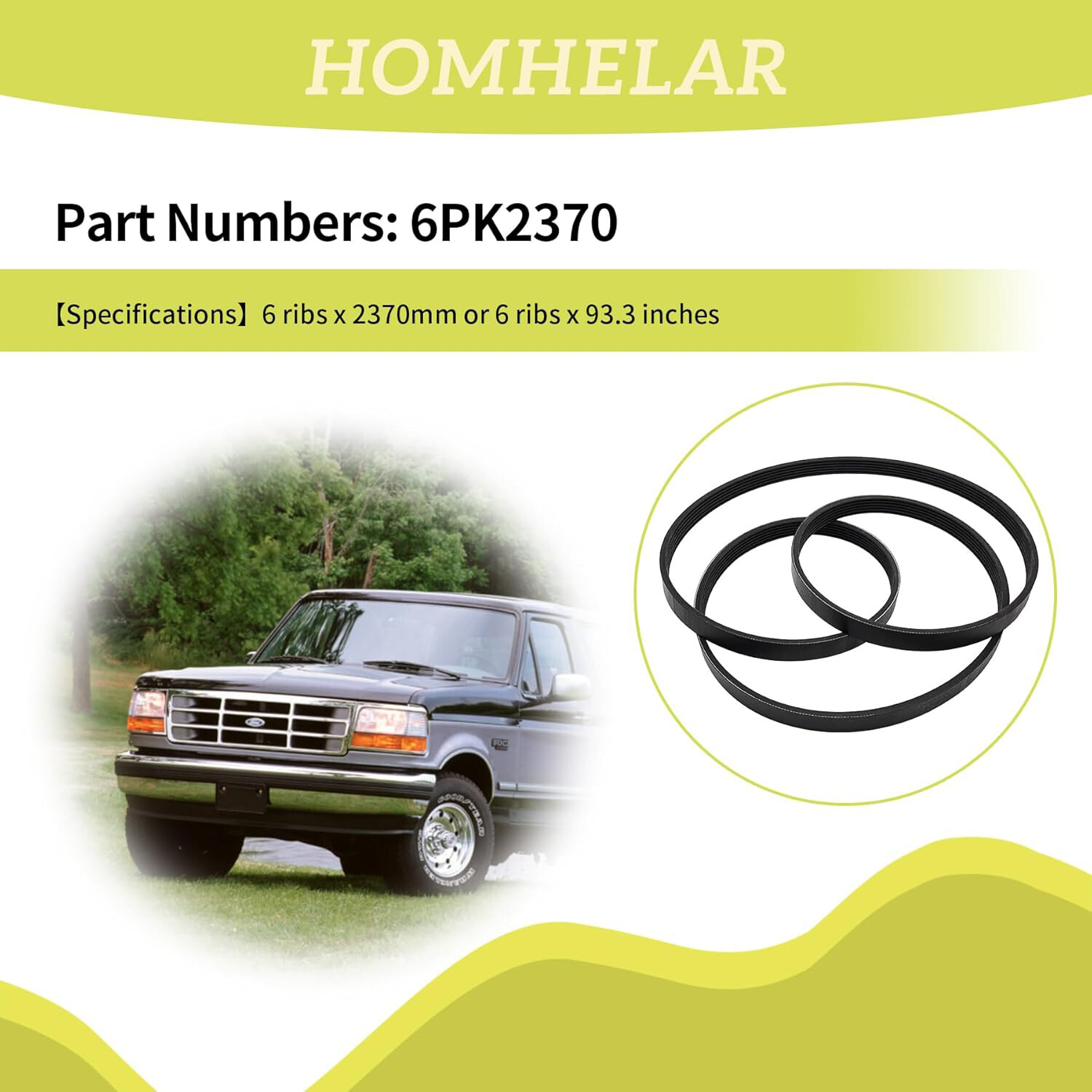 EPDM Serpentine Belt 6PK2370 for Cadillac Escalade Chevrolet Avalanche Silverado