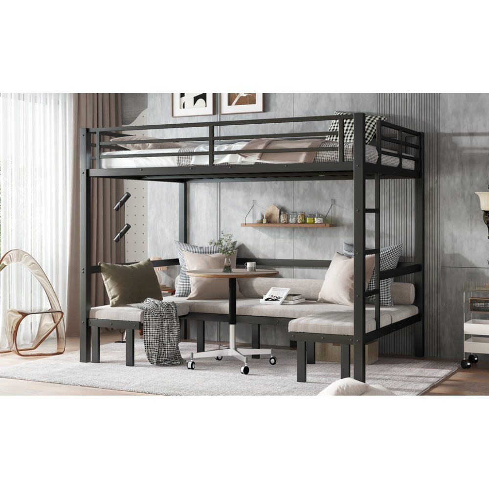Queen over Queen Size Bed pull-out Metal Bunk Bed,lower bunk can be pulled out