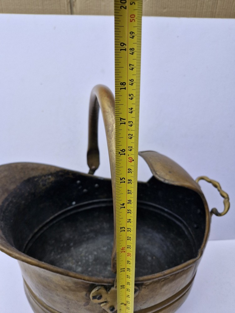 Vintage Large Helmet Brass Coal Scuttle
