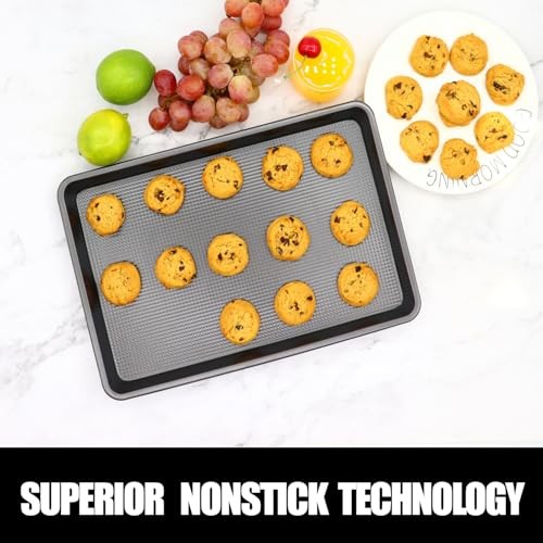 Cookie Sheets for Baking Nonstick,Baking Sheet Pan Cookie Sheet Set 2 Grey