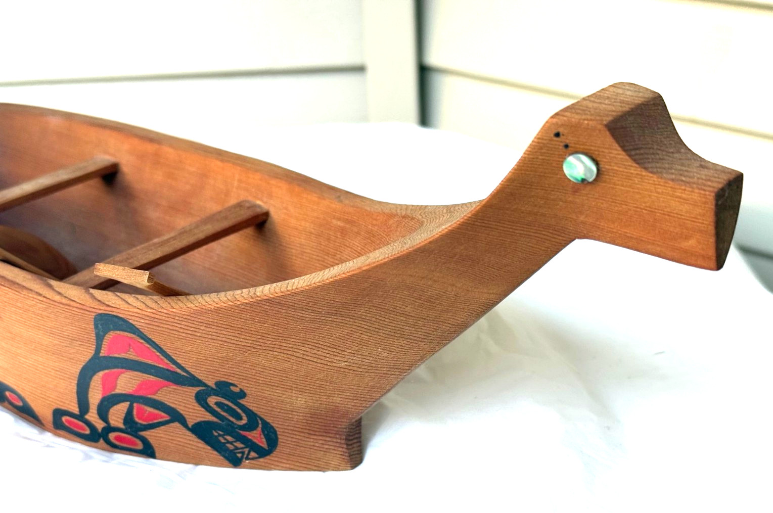 Northwest Coast Native Art Large Killerwhale Canoe Journey sculpture carving