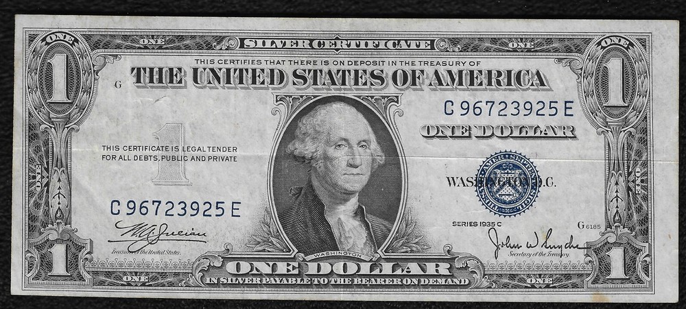 1935-C $1 Small Silver Certificate *Mis Alignment Error* "VF++"