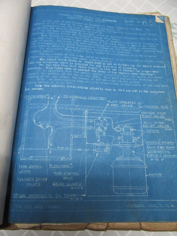 HILL OPERATING - MAINTENANCE MANUAL PRECISION SURFACE GRINDERS BOOK 1942