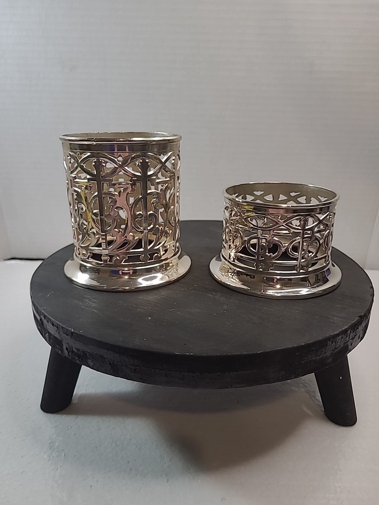 Vintage Silver Plated Candle/Cup Holder FB Rogers Pattern. Qty 2