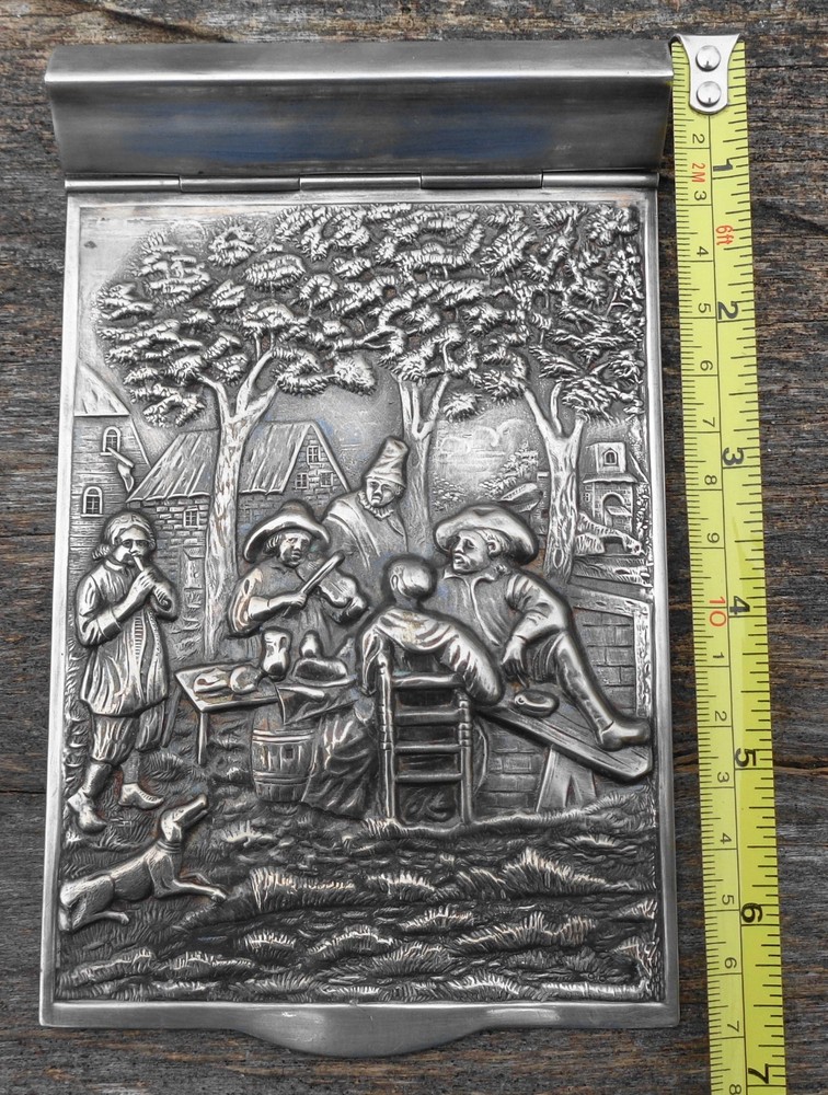 Vintage Danish Silverplate Repousse Notepad Holder