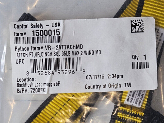 DBI SALA 1500015 Python Safety Tool Cinch - Dual Wing - Medium Duty - Each