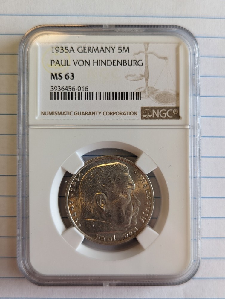 1935-A Germany 5M. NGC Ms63