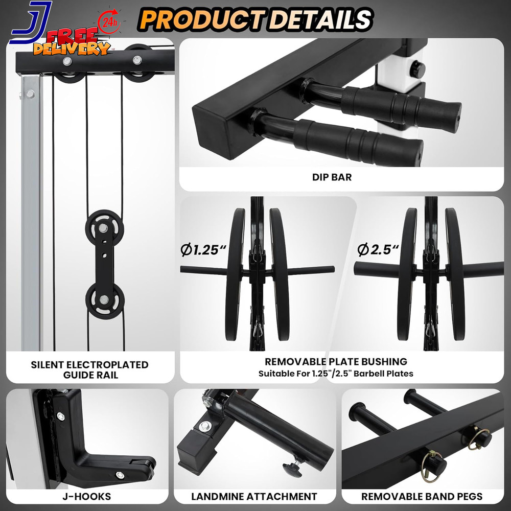Power Cage Multi-Function Power Rack with LAT Pulldown 1600 LBS Weight Capacity
