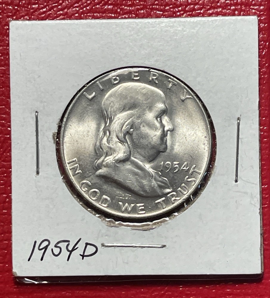 1954 D Franklin Silver Half Dollar, Choice to Gem Uncirculated.