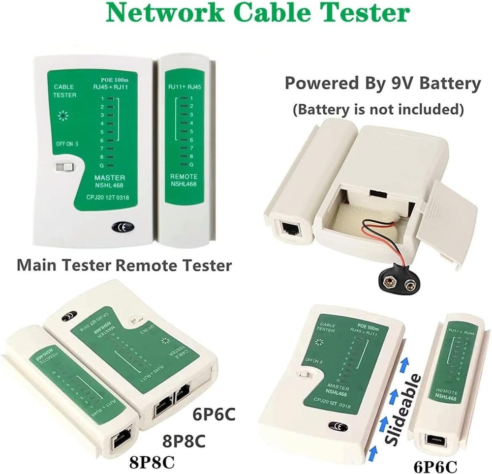 Multi-Functional Ethernet Crimping Kit: 11 Tools for Cat5e & Cat6 Cables