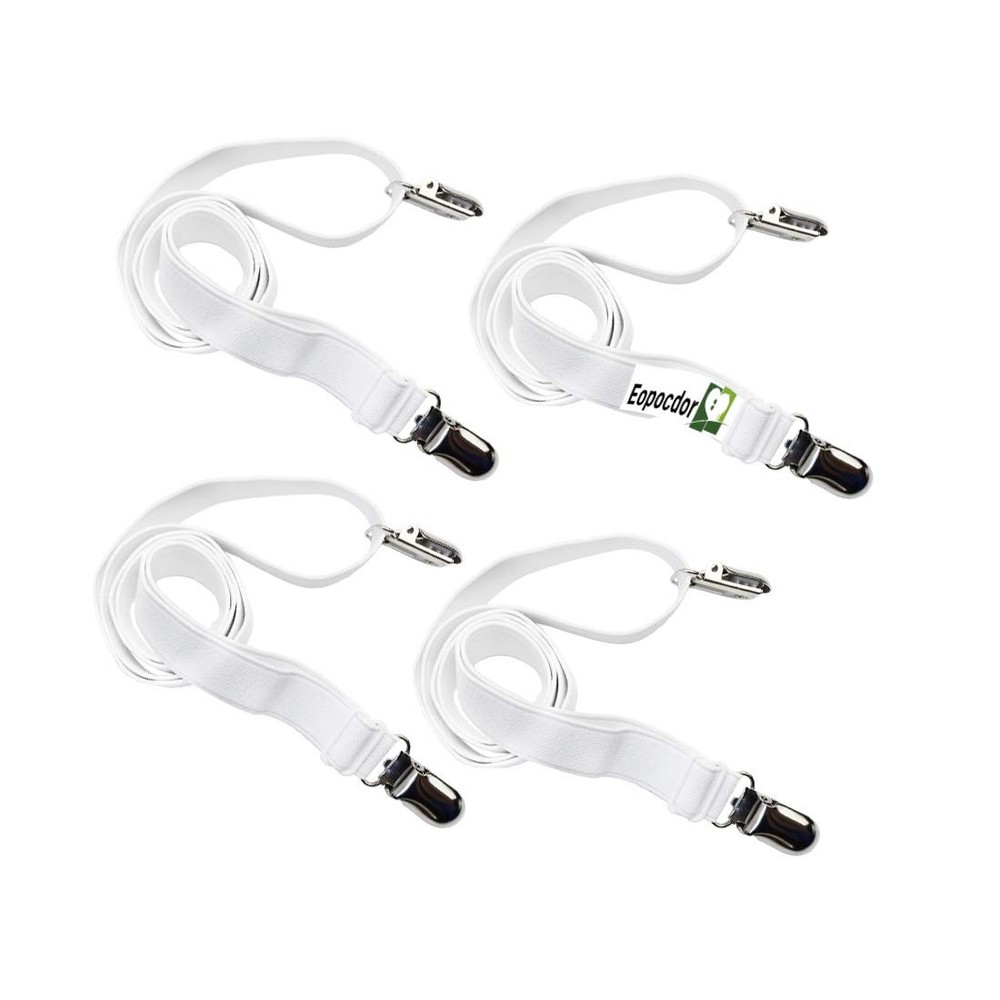 Eopocdor Long Bed Sheet Clips,Adjustable Fitted Sheets King, White