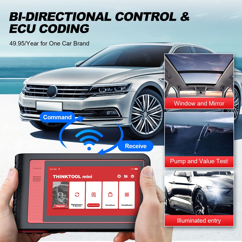 Thinktool Mini Bidirectional Car OBD2 Scanner Diagnostic Scan Tool E/C/U Coding