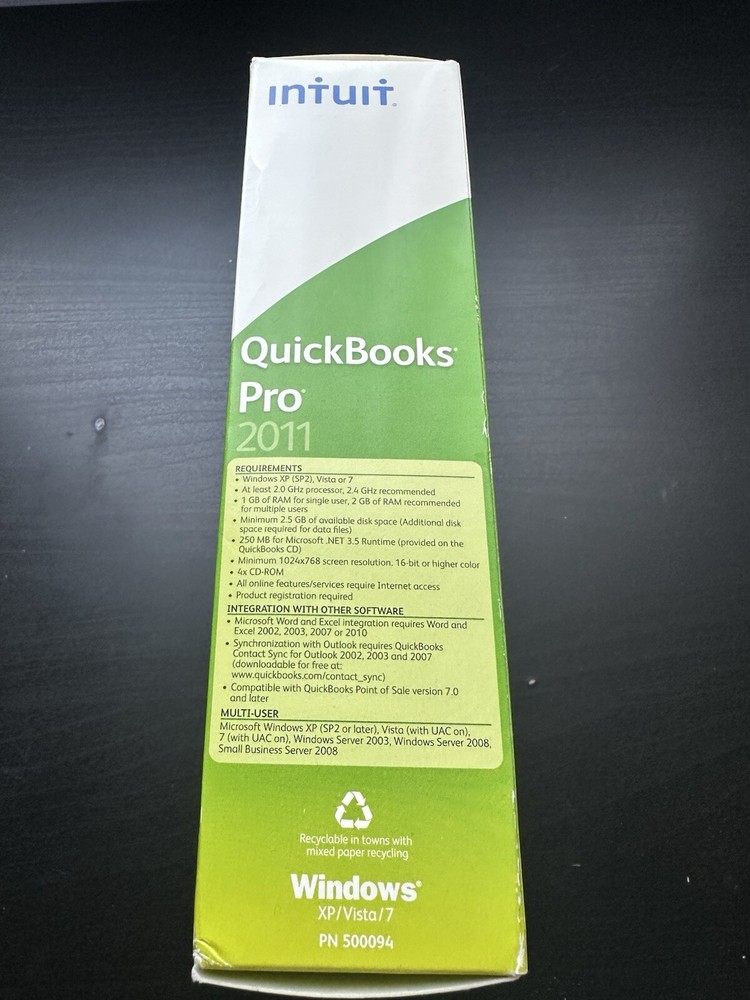 New! INTUIT QUICKBOOKS PRO 2011 FOR WINDOWS FULL RETAIL US VERSION