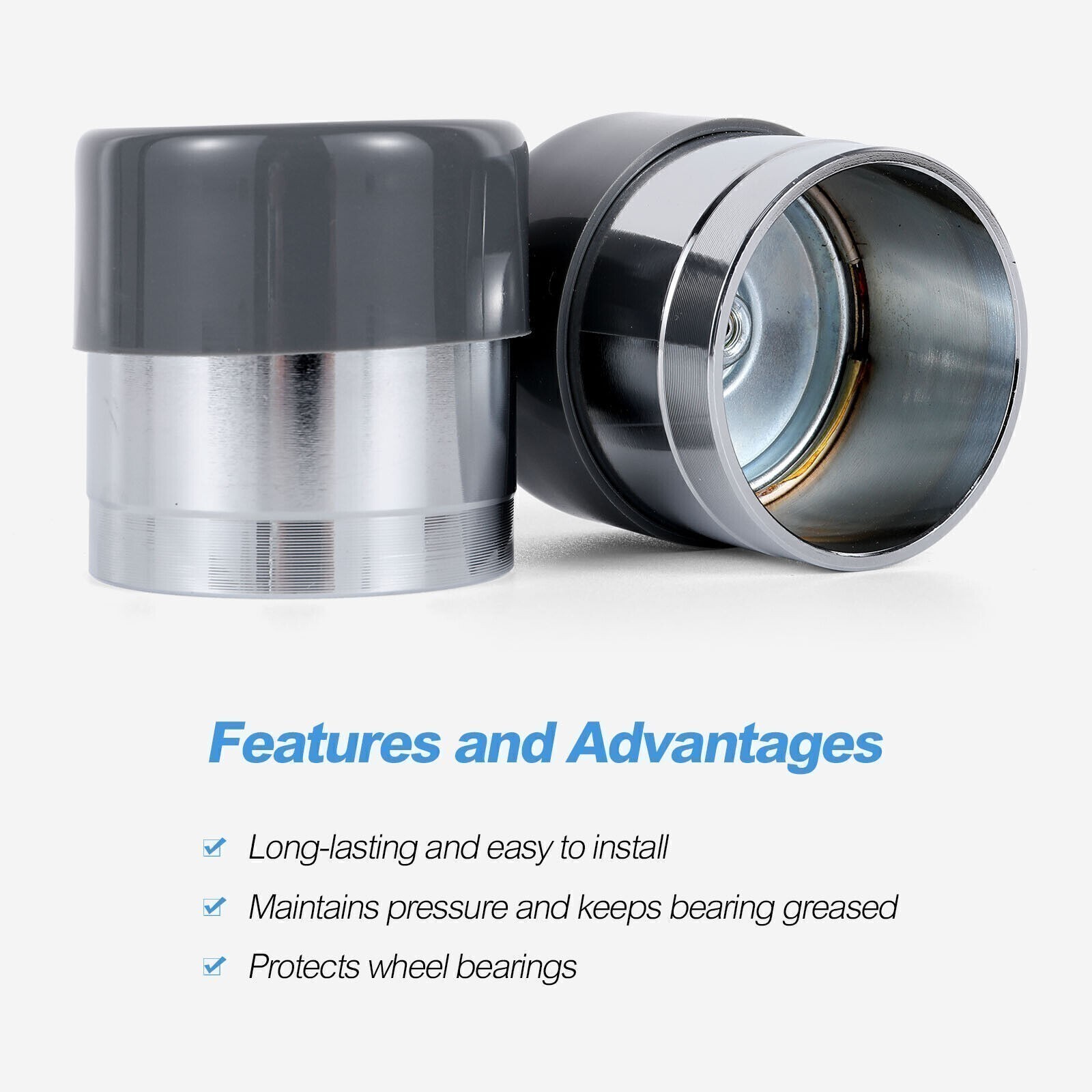 2 PCS Wheel Bearing Buddy 1.98 Inch Bearing Protectors Chrome For Trailer Boat