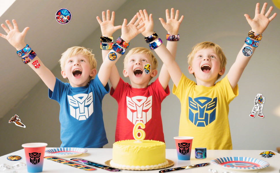 Transformers Slap Bracelets Kids Wrist Slap Bands Party Bag Filler Gift Sticker