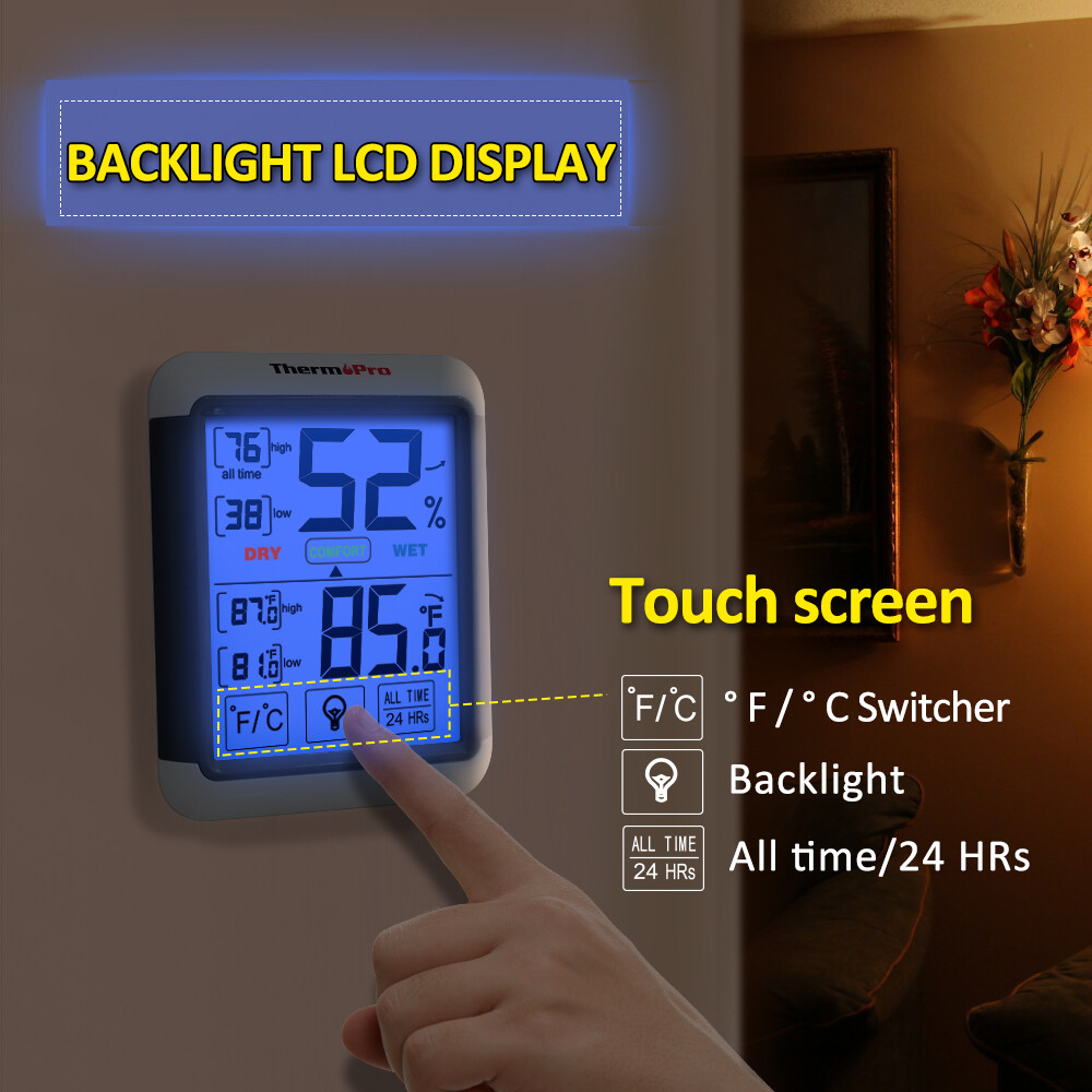 1/3/4/5 ThermoPro Digital LCD Touchscreen Humidity Thermometer Indoor Hygrometer