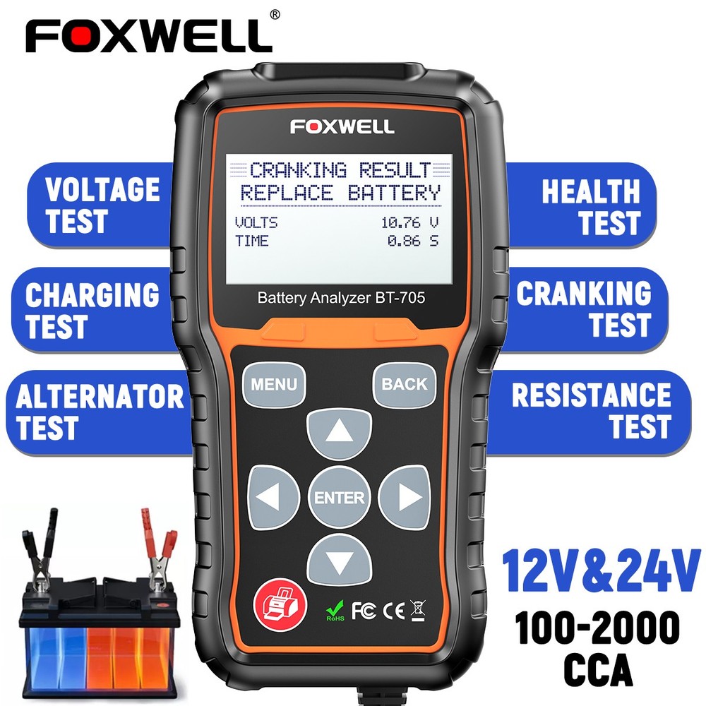 FOXWELL Car 12V Battery Tester 24V Charging Cranking System Analyzer Tool