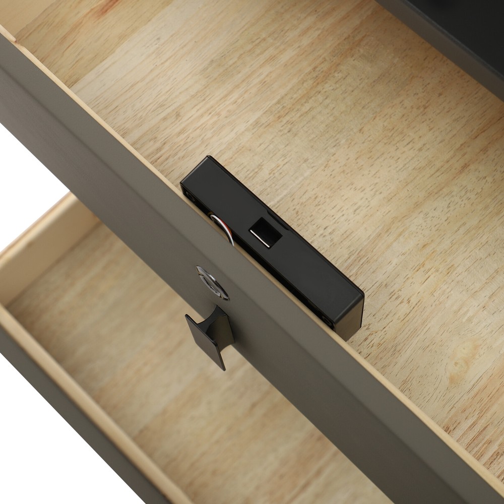 Smart Bedside Table + Three-color Light+Drawers+Usb&wireless Charging Dark Grey