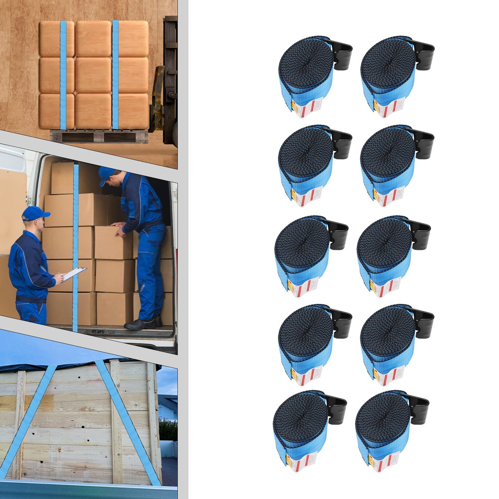 10 Pack 4"x30' Winch Straps Red/Blue With flat hook Flatbed Tie Down Strap NEW