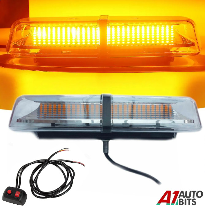 Bolt-on amber LED mini light bar flashing warning beacon 12V 24V + Controller