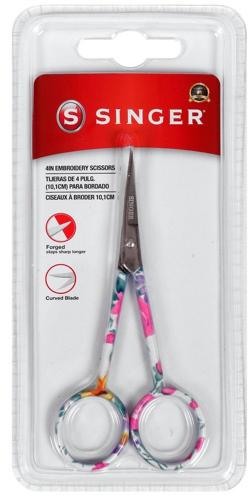 SINGER Curved Embroidery Scissors 4"-Floral