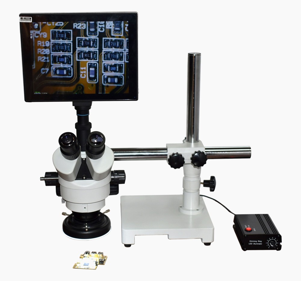 Electronics Repair Stereo Microscope 10–30× Boom, 4K Camera & 9″ 4k Screen