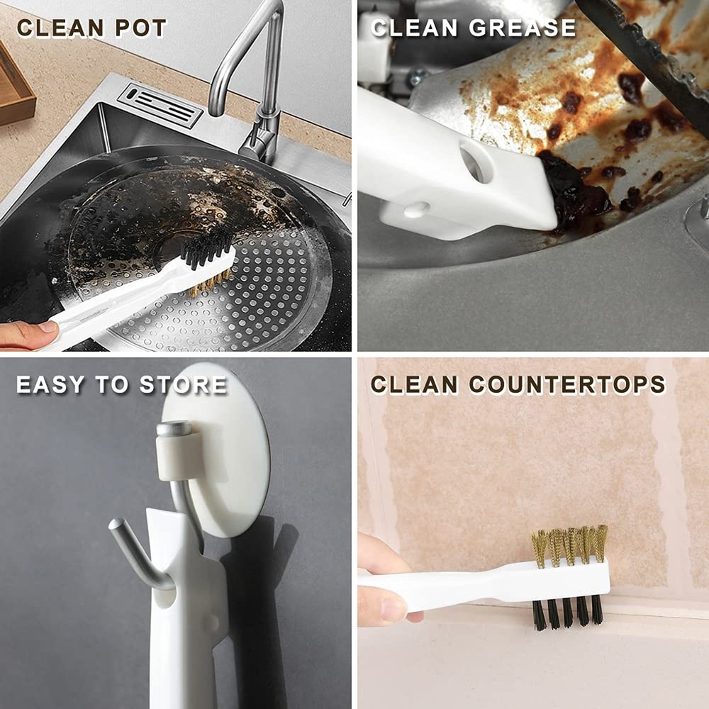 Kitchen Stove Cleaning Brush + Scraper Tool Set, Brass Wire Brushes for Range...