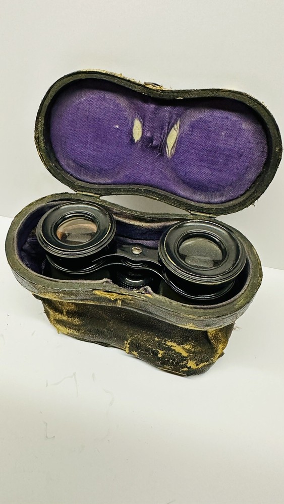Antique Opera Glasses Binoculars In Original Leather Case