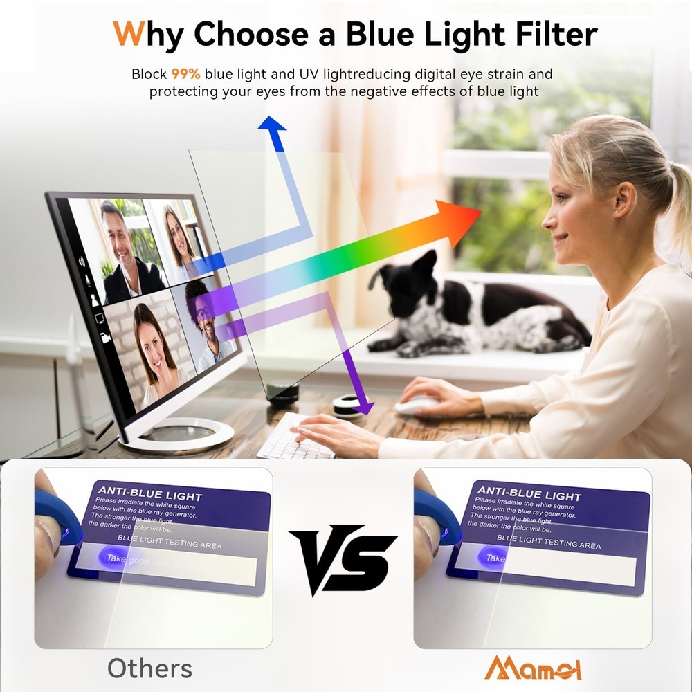 [2-Pack] 24 Inch Computer Blue Light Blocking Screen Protector for 16:9 Wides...