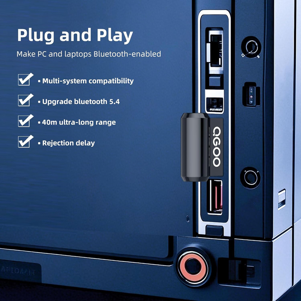 Bluetooth Adapter for Desktop PC: Plug & Play 5.4 USB Mini EDR Dongle Receiver &