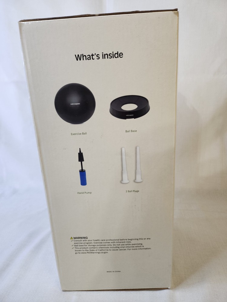 Retrospec Luna Exercise Ball with Base & Pump, Black, 65cm, 5-Piece Set