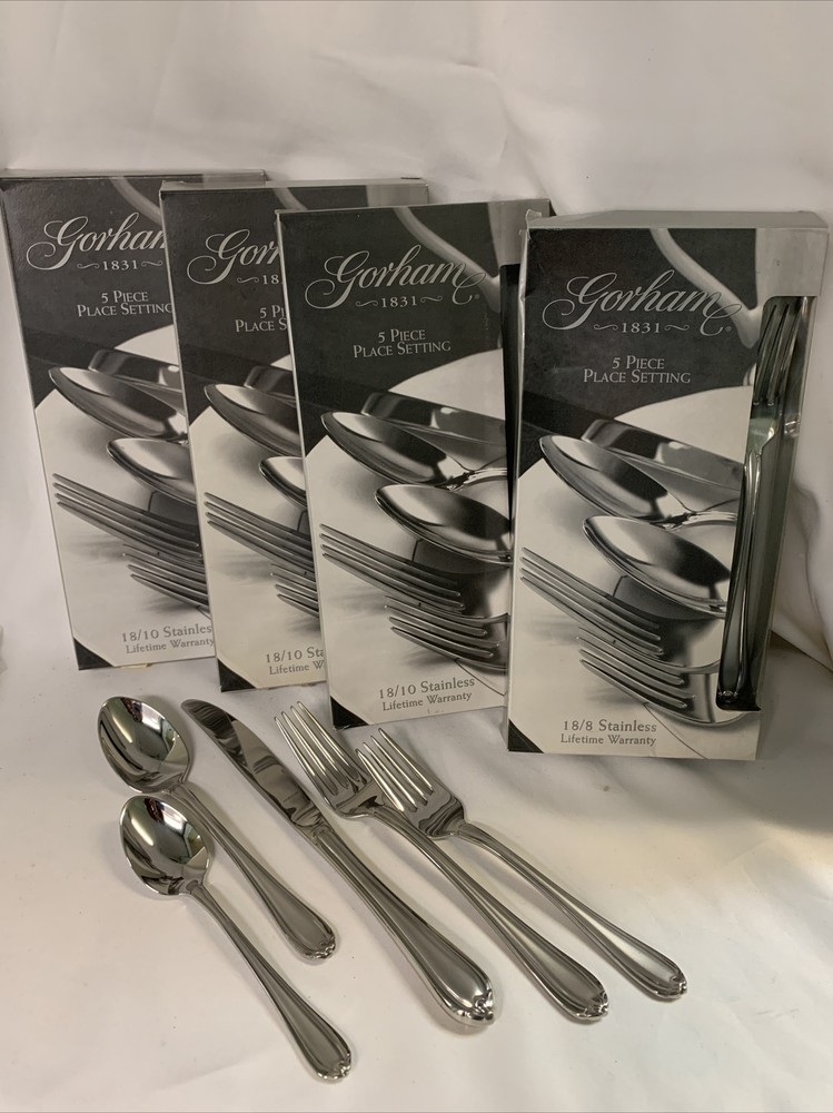 Gorham Melonbud FROSTED 18/10 Stainless (1) 5pc Pl Setting Auth. Dealer Inv. NIB