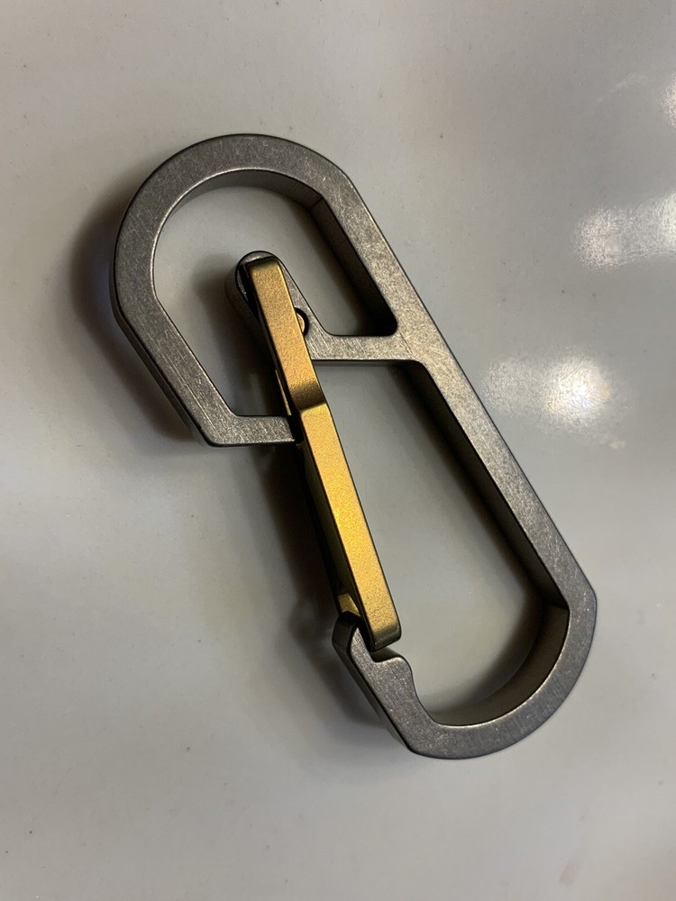 Titanium Carabiner Snap Spring Hook Clip, EDC Keychain, Key Ring, Gold Anodized