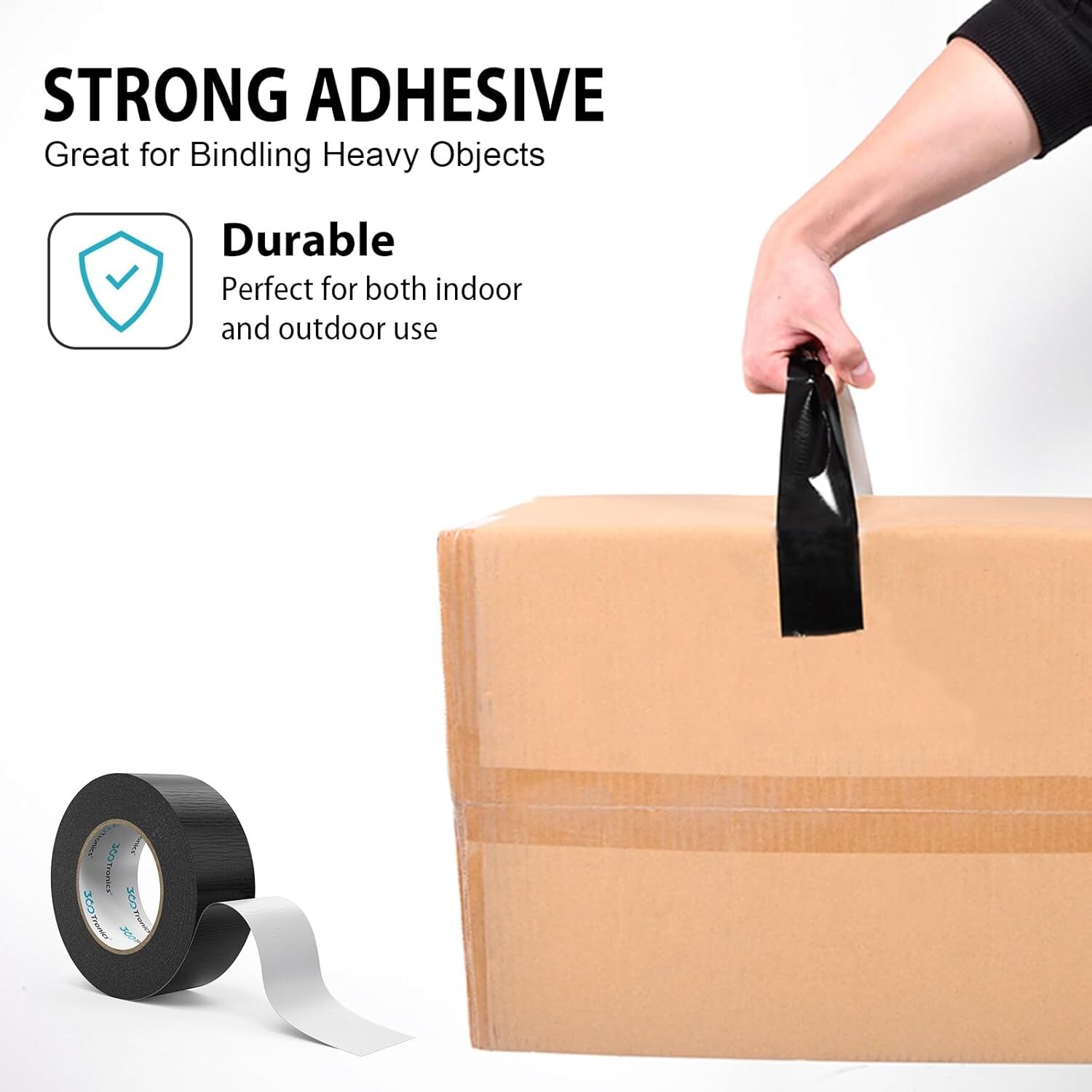 Black Duct Tape Heavy Duty, 2 Inches x 50 Yards Per Roll, Waterproof Outdoor