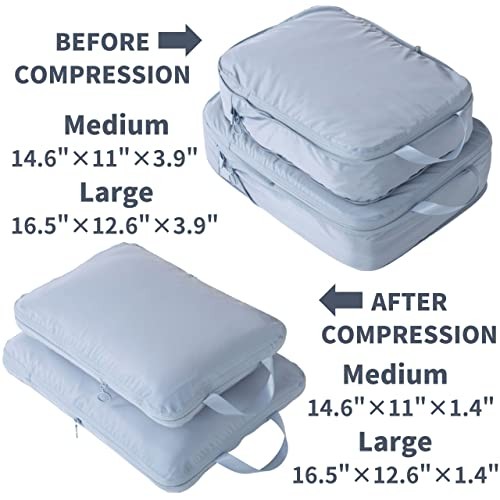 Compression Packing Cubes for Suitcases, Luggage 2-Pack Medium, Beige