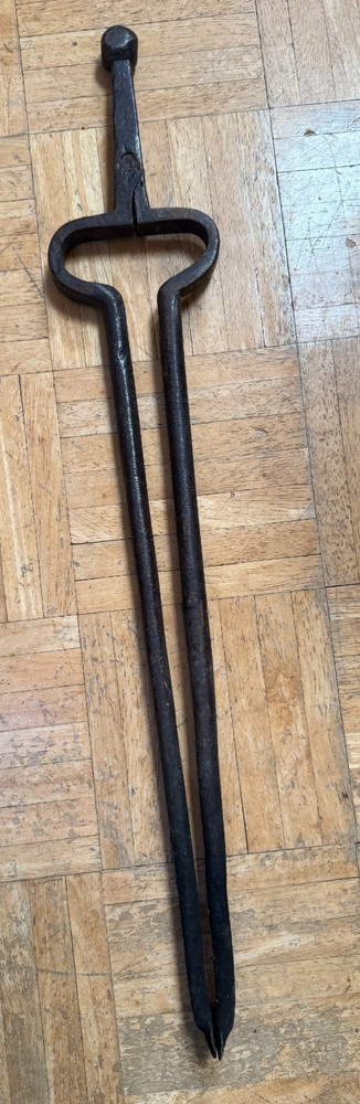 Vintage Fireplace Log Grabber Blacksmith Cast Iron 24" Long