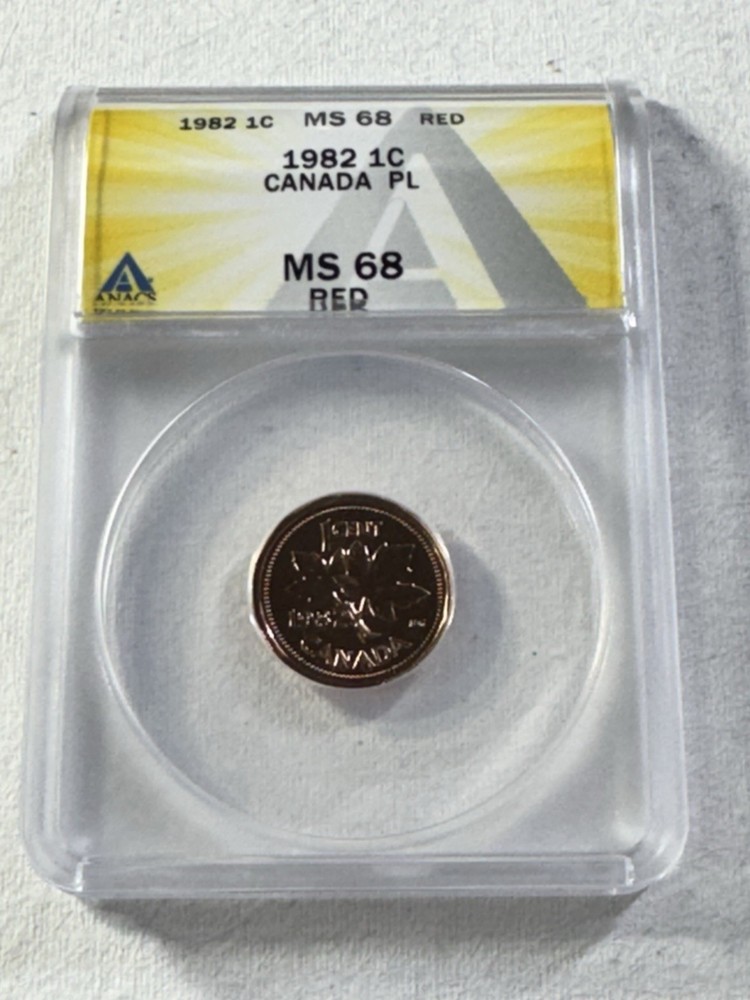 1982 Canada 1 Cent Proof Like Graded MS 68 RD by ANACS
