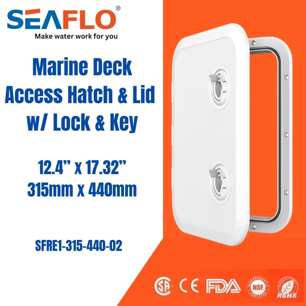 SEAFLO Locking Marine Boat Deck Rectangular Access Hatch 12.4"x17.32" 315mm