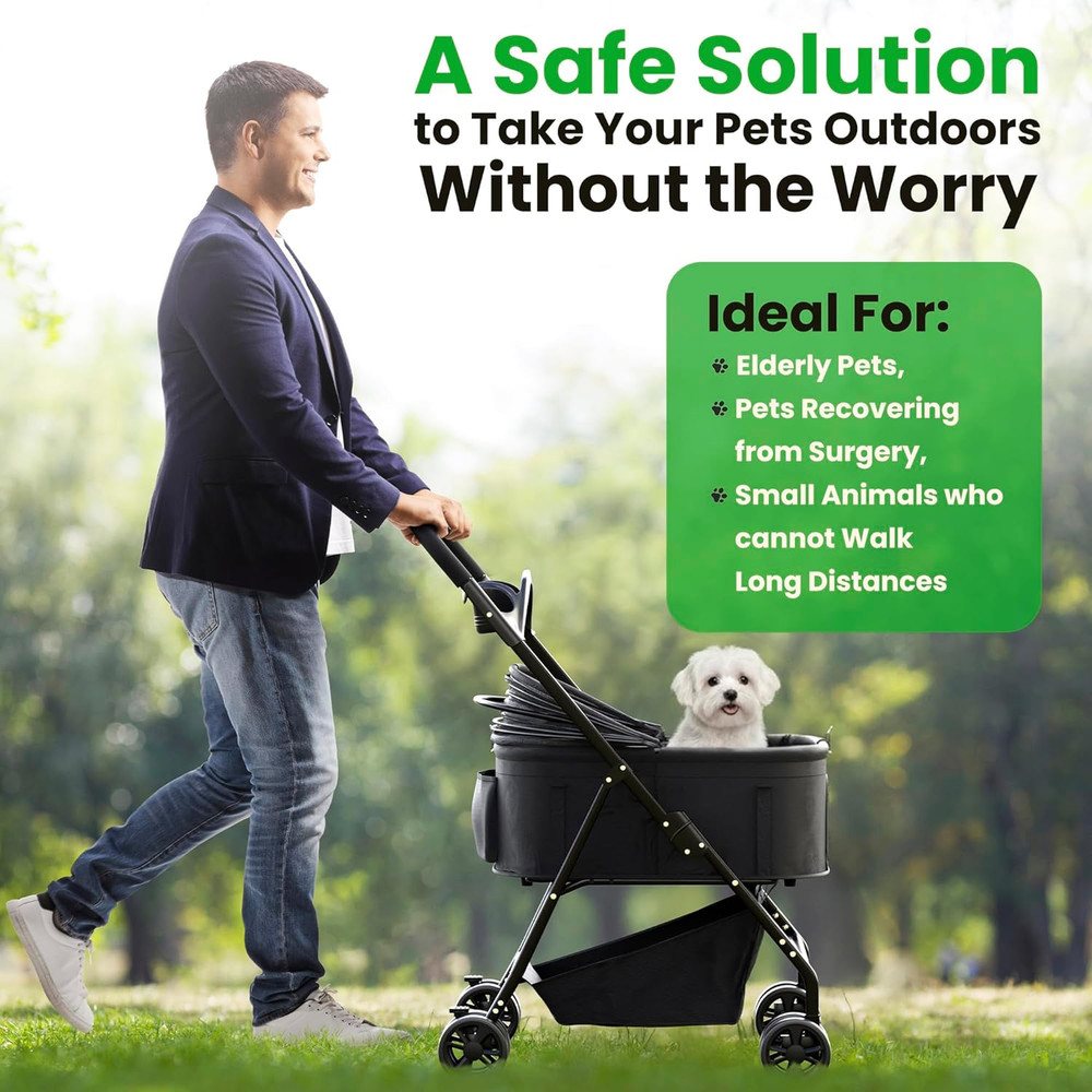 Pet Stroller 3 in 1 Foldable Dog Stroller, Cat Strollers, Foldable Pet Strollers