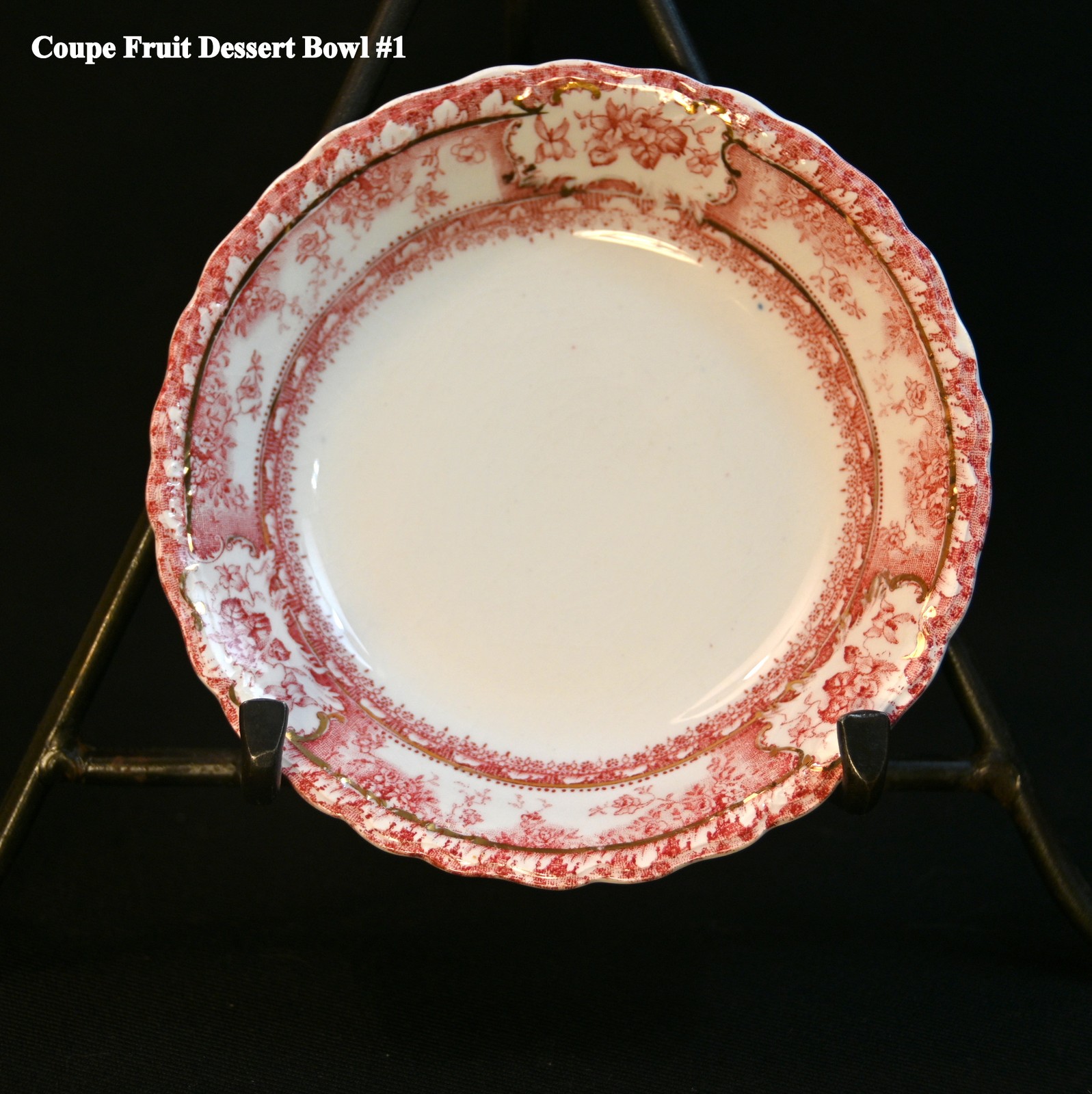 Wedgwood 5 Fruit Dessert Bowls Coupe Phoebe Pink wGold Accents England 1900-1906