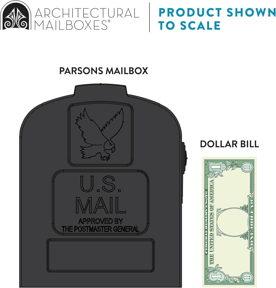 Architectural Mailboxes Parsons Medium Capacity, Plastic Post Mount Black