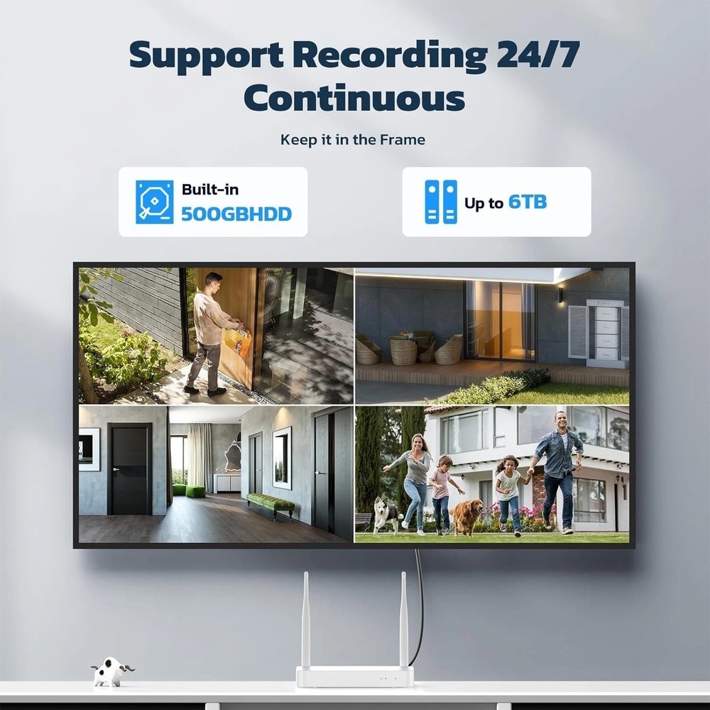 Wireless Security Camera System Outdoor Triple-Lens Security Cam Auto Tracking