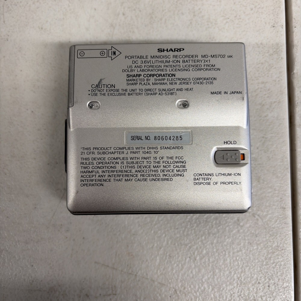 Sharp MD-MS702 Mini Disc Recorder *UNTESTED*