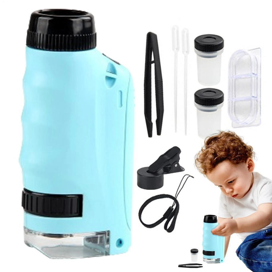 Mini Microscope for Kids, Portable Microscope, LED Lighting Small Handheld*&